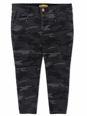Democracy camo black gray pants, women’s size 14.